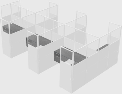 Shared l-shaped cubicle