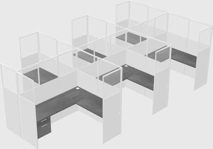 Shared l-shaped cubicle