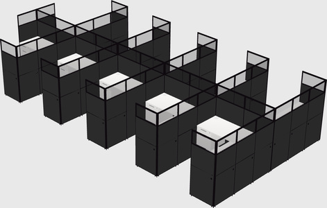 Shared l-shaped cubicle