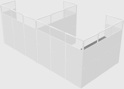 Shared l-shaped cubicle
