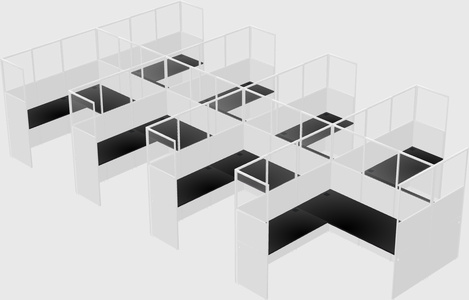 Shared l-shaped cubicle