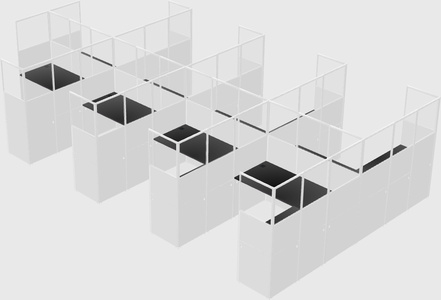 Shared l-shaped cubicle
