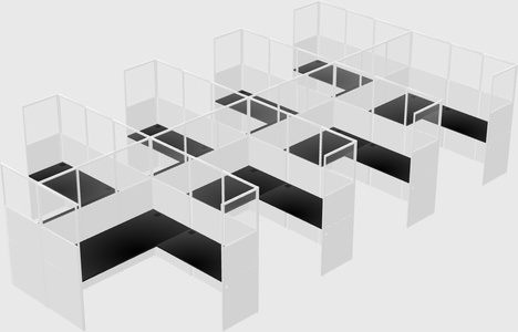 Shared l-shaped cubicle