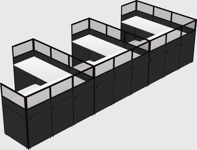 Shared l-shaped cubicle