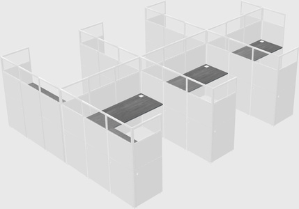 Shared l-shaped cubicle