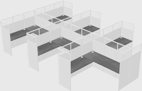 Shared l-shaped cubicle