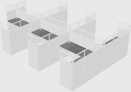 Shared l-shaped cubicle