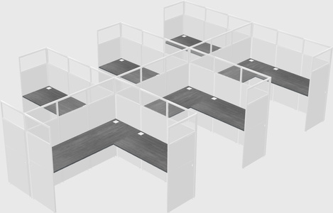 Shared l-shaped cubicle