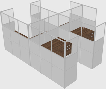 Shared l-shaped cubicle