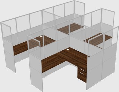 Shared l-shaped cubicle