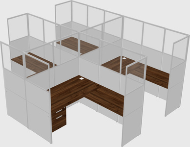 Shared l-shaped cubicle
