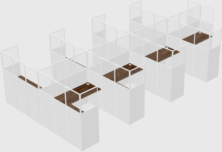 Shared l-shaped cubicle