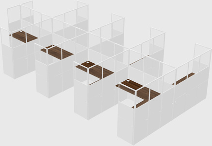 Shared l-shaped cubicle