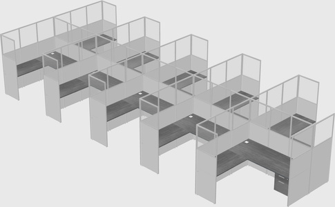 Shared l-shaped cubicle