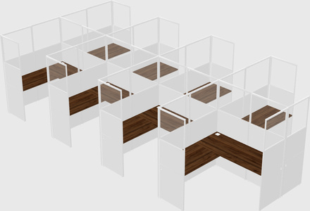 Shared l-shaped cubicle