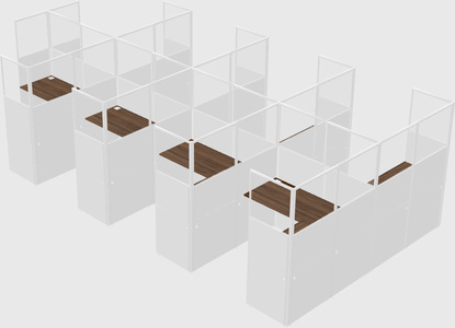 Shared l-shaped cubicle