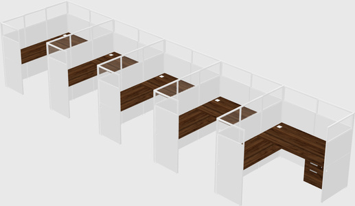 Shared l-shaped cubicle