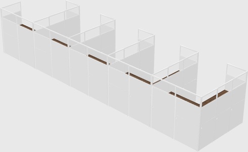 Shared l-shaped cubicle