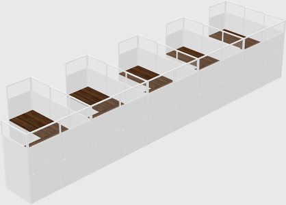 Shared l-shaped cubicle