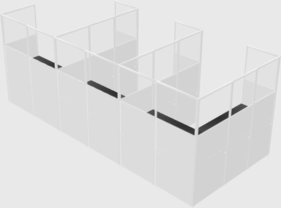 Shared l-shaped cubicle