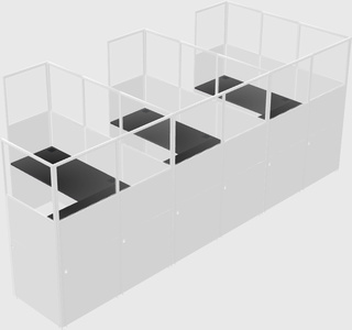 Shared l-shaped cubicle