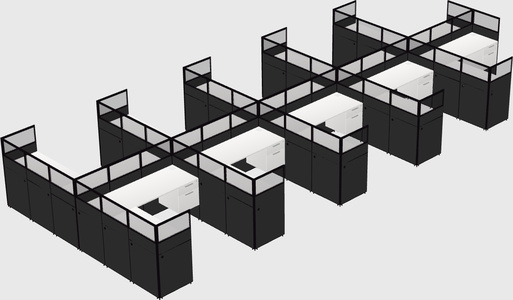 Shared l-shaped cubicle