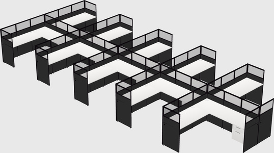 Shared l-shaped cubicle