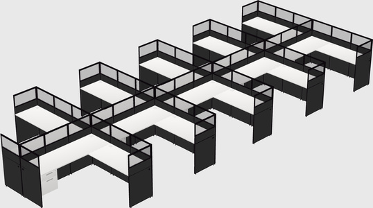 Shared l-shaped cubicle