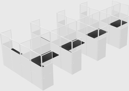 Shared l-shaped cubicle