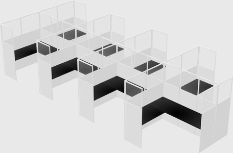 Shared l-shaped cubicle