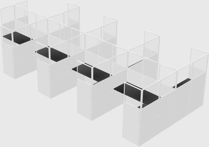 Shared l-shaped cubicle