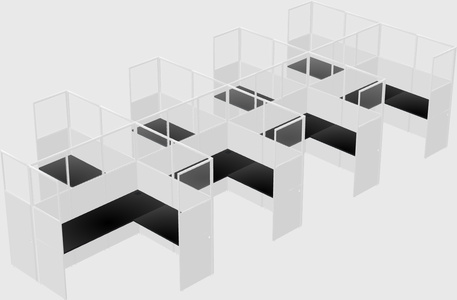 Shared l-shaped cubicle