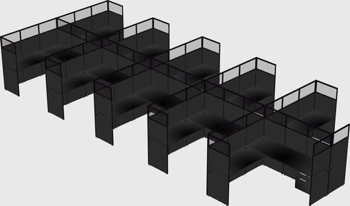 Shared l-shaped cubicle