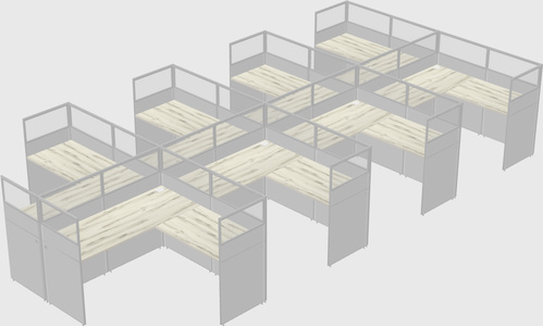 Shared l-shaped cubicle