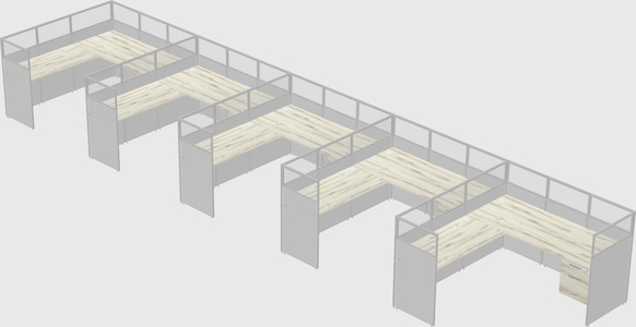 Shared l-shaped cubicle