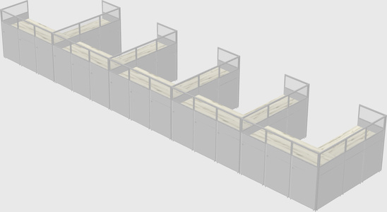 Shared l-shaped cubicle