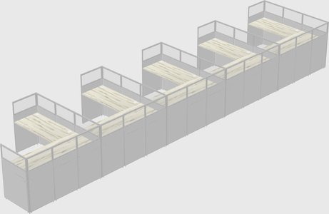 Shared l-shaped cubicle