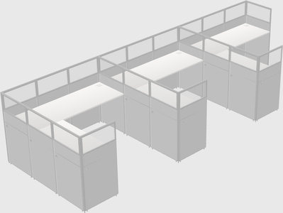 Shared l-shaped cubicle