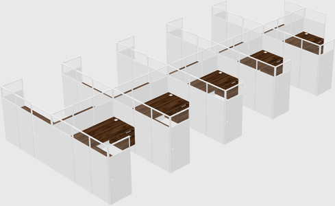 Shared l-shaped cubicle