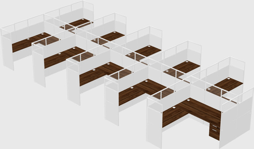 Shared l-shaped cubicle