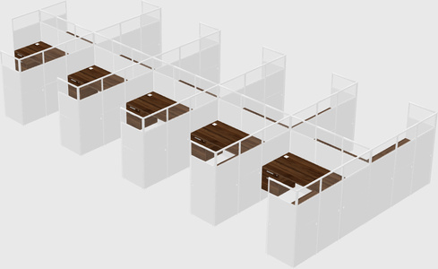 Shared l-shaped cubicle