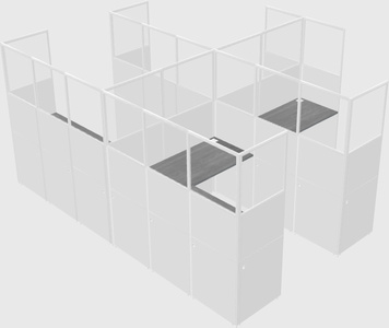 Shared l-shaped cubicle