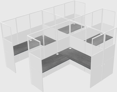 Shared l-shaped cubicle