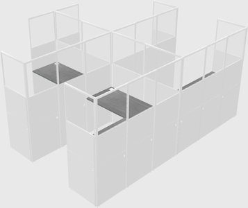 Shared l-shaped cubicle