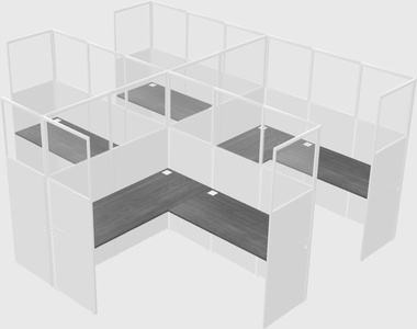 Shared l-shaped cubicle