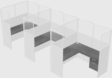 Shared l-shaped cubicle