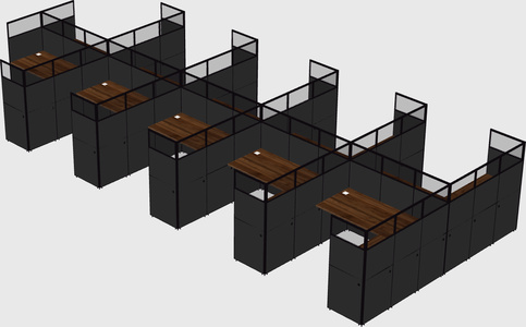 Shared l-shaped cubicle