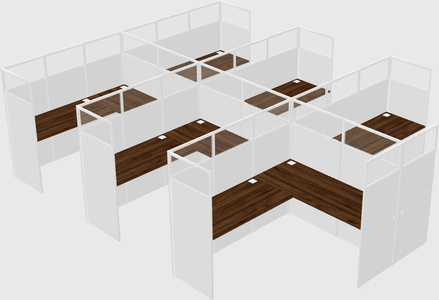 Shared l-shaped cubicle