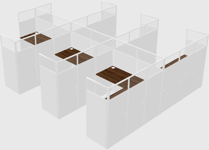 Shared l-shaped cubicle
