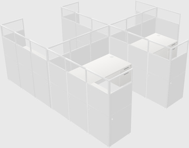 Shared l-shaped cubicle